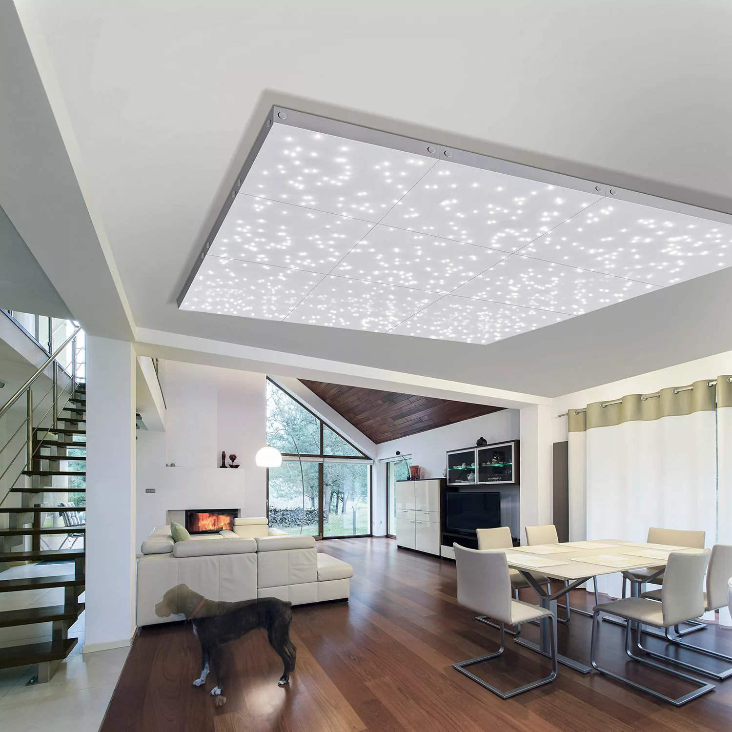 home24 Paul Neuhaus LED-Deckenpaneel Sternenhimmel Modern Eisen Weiß Quadra günstig online kaufen