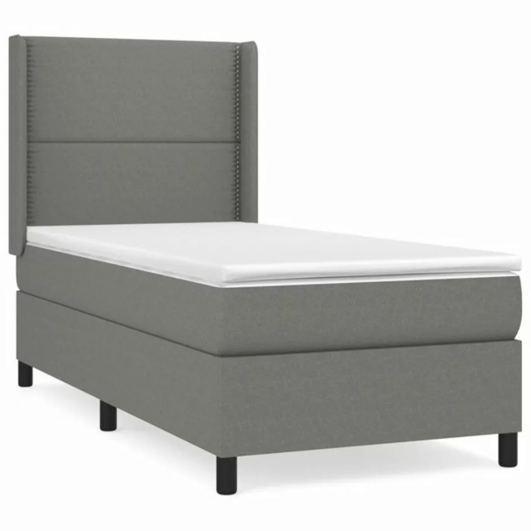 vidaXL Boxspringbett Boxspringbett mit Matratze Dunkelgrau 90x200 cm Stoff günstig online kaufen