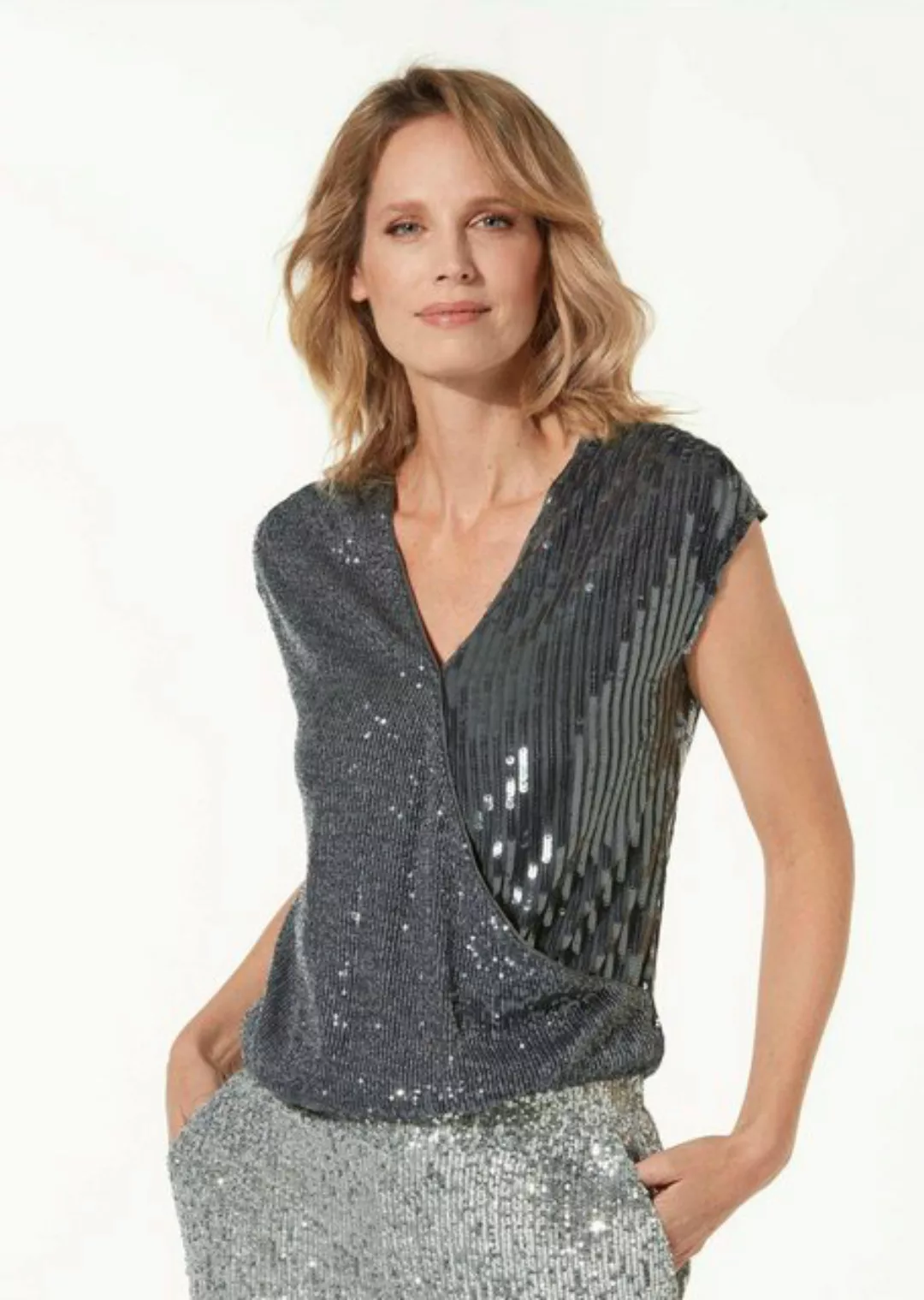 cable & gauge Shirttop Elegantes Shirt mit Pailletten günstig online kaufen