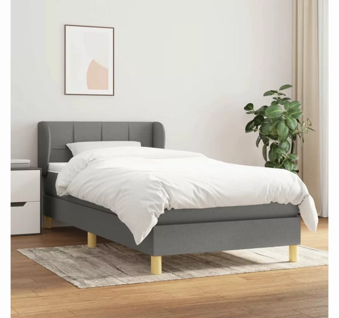 furnicato Bett Boxspringbett mit Matratze Dunkelgrau 90x200 cm Stoff günstig online kaufen