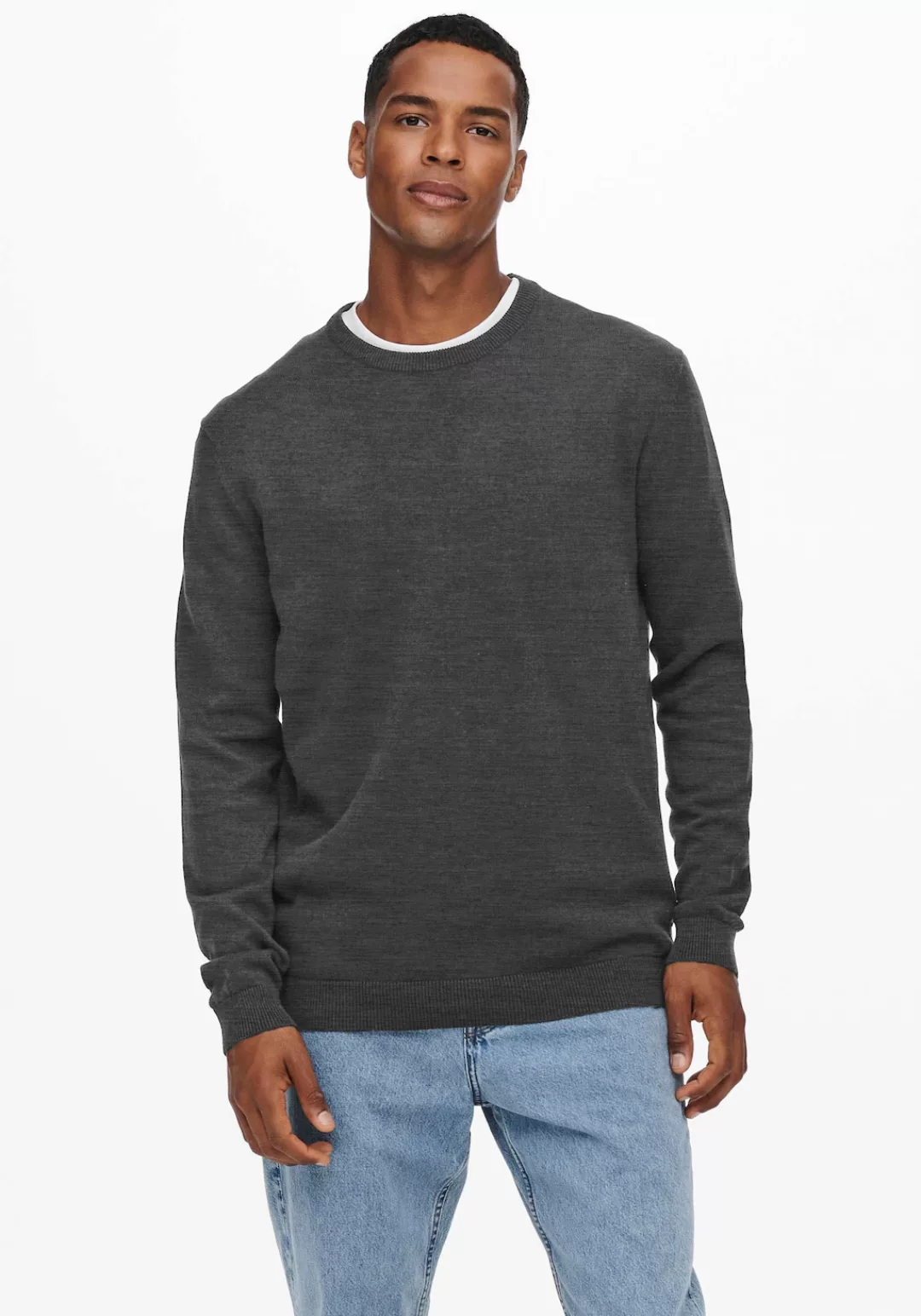 ONLY & SONS Rundhalspullover "ONSALEX 12 SOLID CREW NECK KNIT" günstig online kaufen