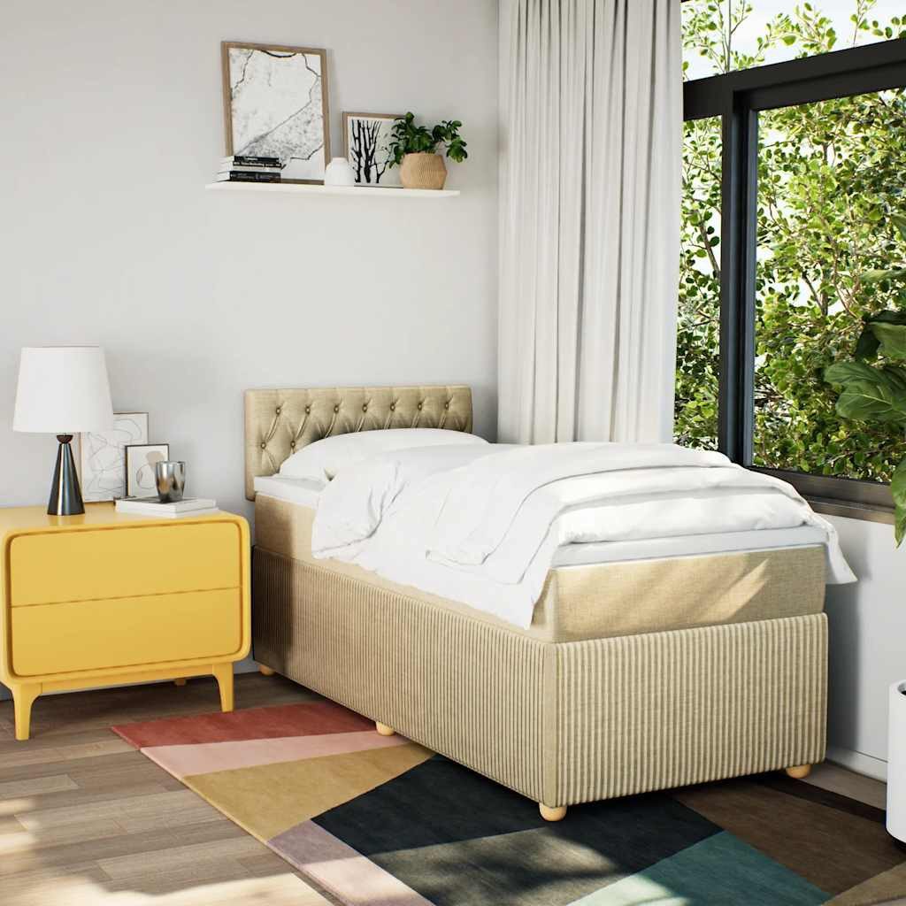 vidaXL Bett Boxspringbett mit Matratze Creme günstig online kaufen