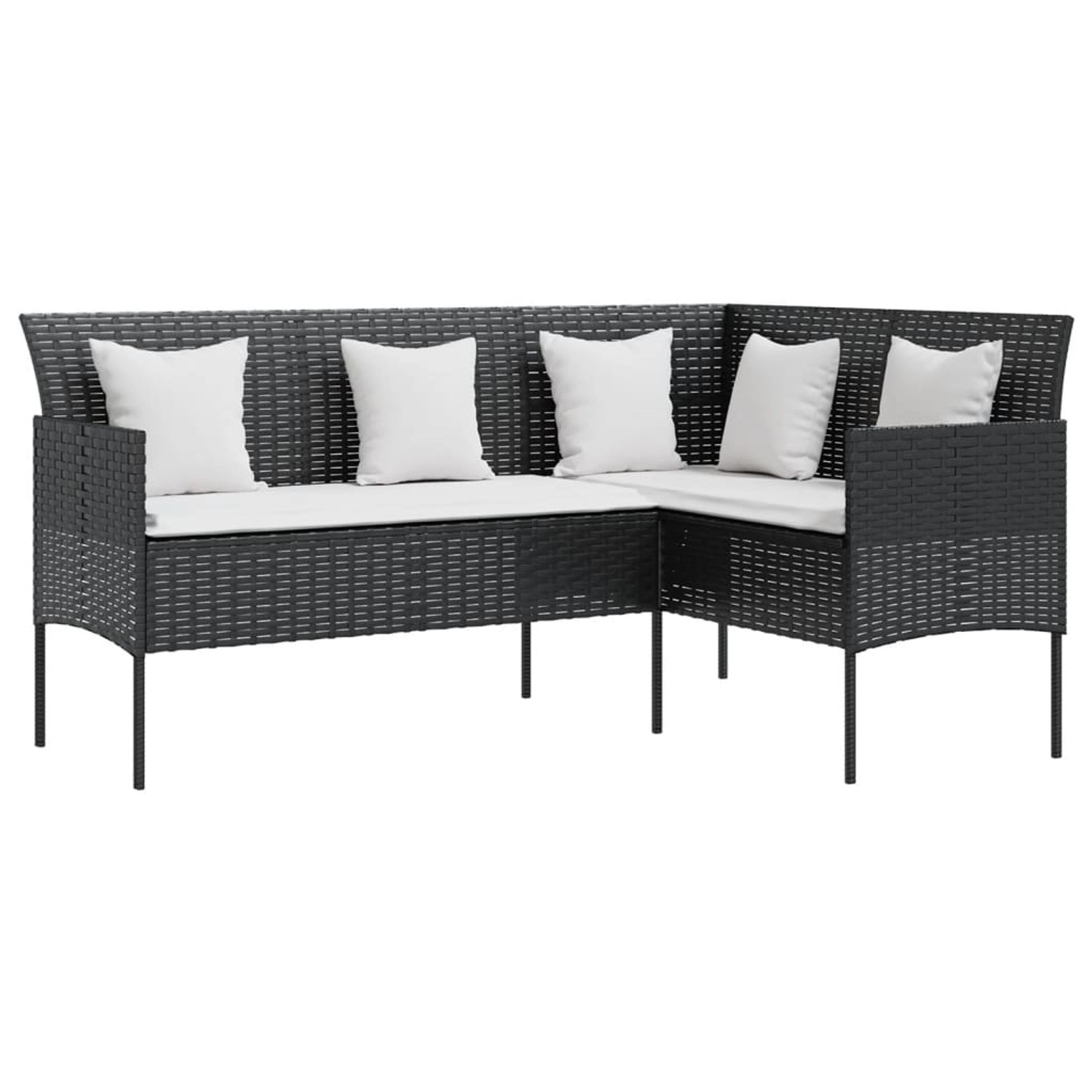 vidaXL Loungesofa Sofa in L-Form mit Kissen Poly Rattan Schwarz, 1 Teile günstig online kaufen