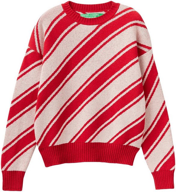 United Colors of Benetton Strickpullover mit diagonalem Streifenmuster günstig online kaufen