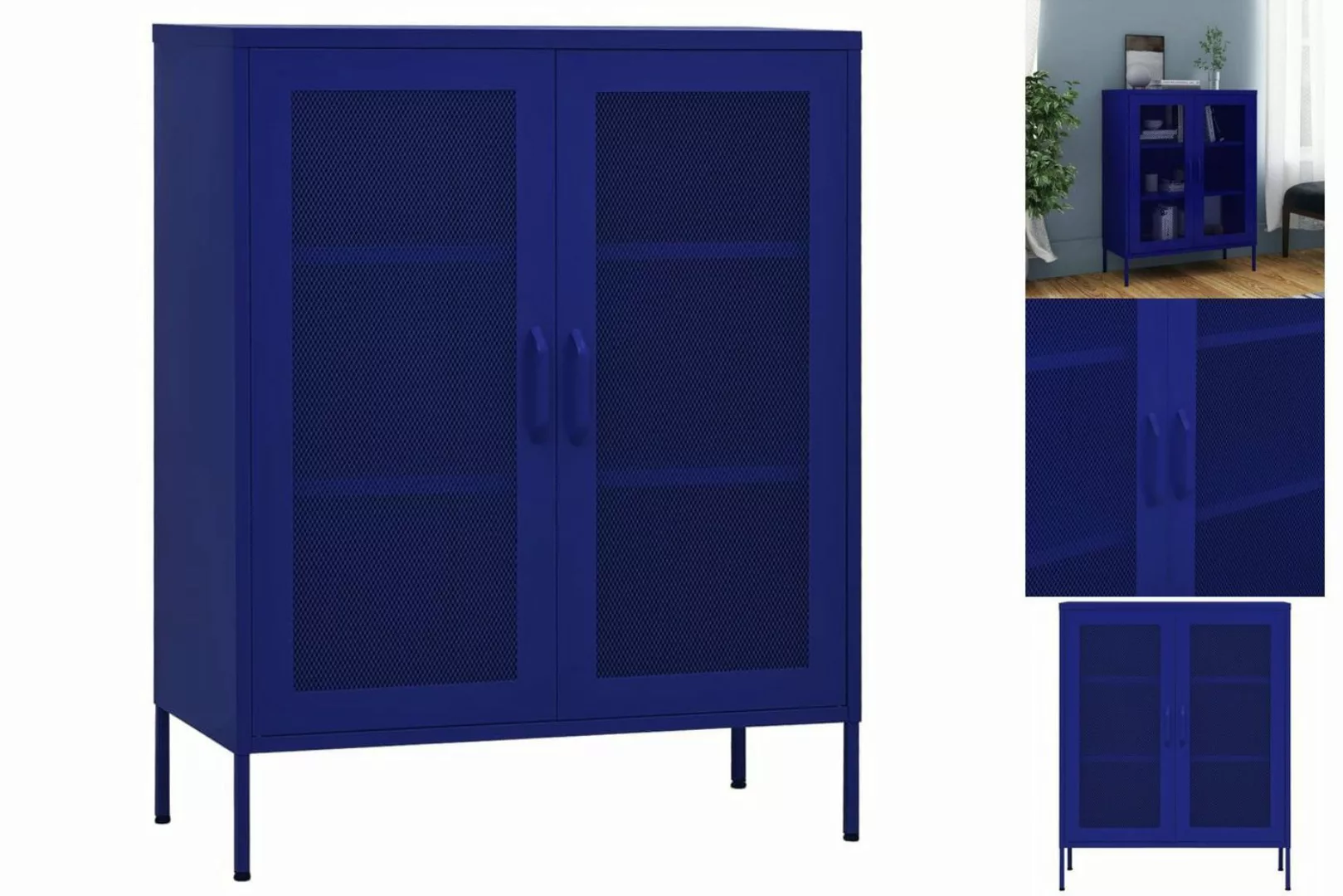 vidaXL Vitrine Lagerschrank Marineblau 80x35x101,5 cm Stahl günstig online kaufen