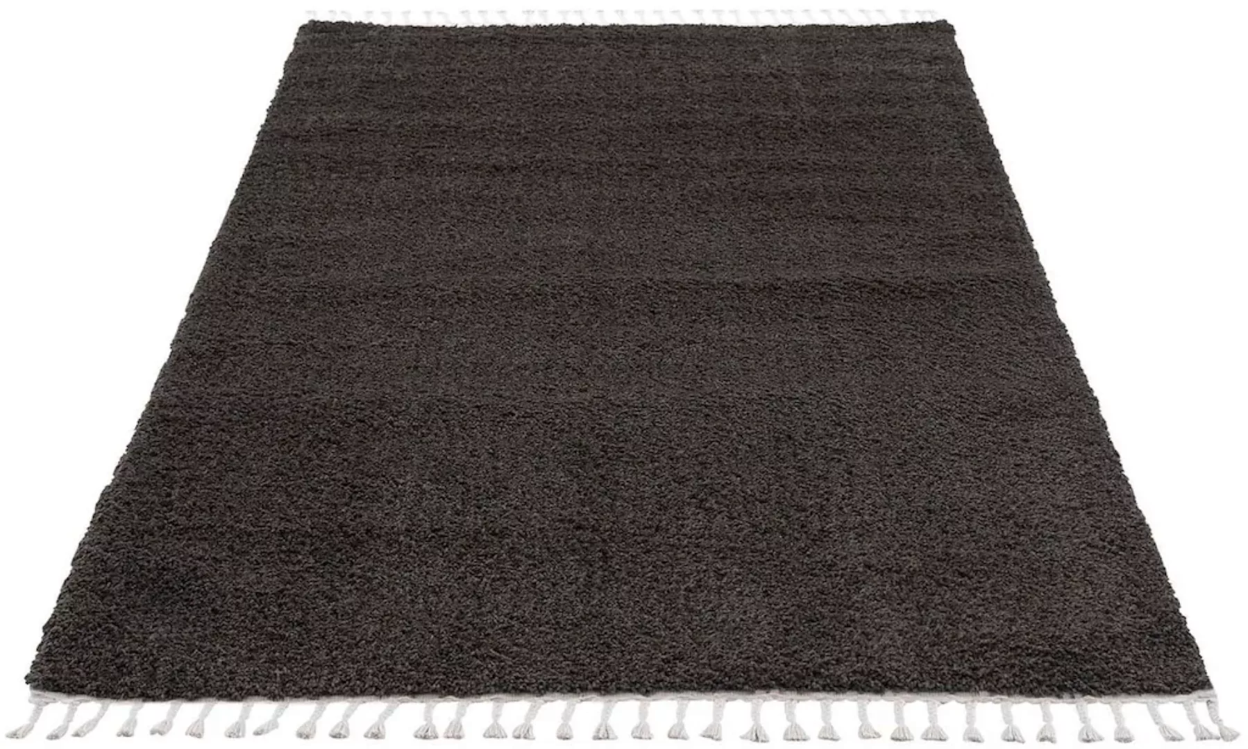 carpet city® Shaggy Pulpy Uni Einfarbig 100 Dunkelgrau Gr. 80 x 150 günstig online kaufen