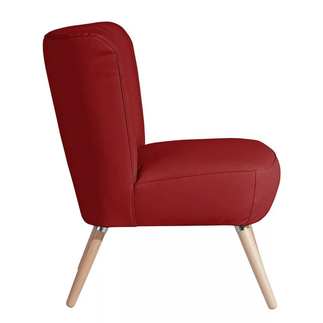 Cocktailsessel Kunstleder rot im Retrostil 80 cm hoch - 69 cm breit günstig online kaufen