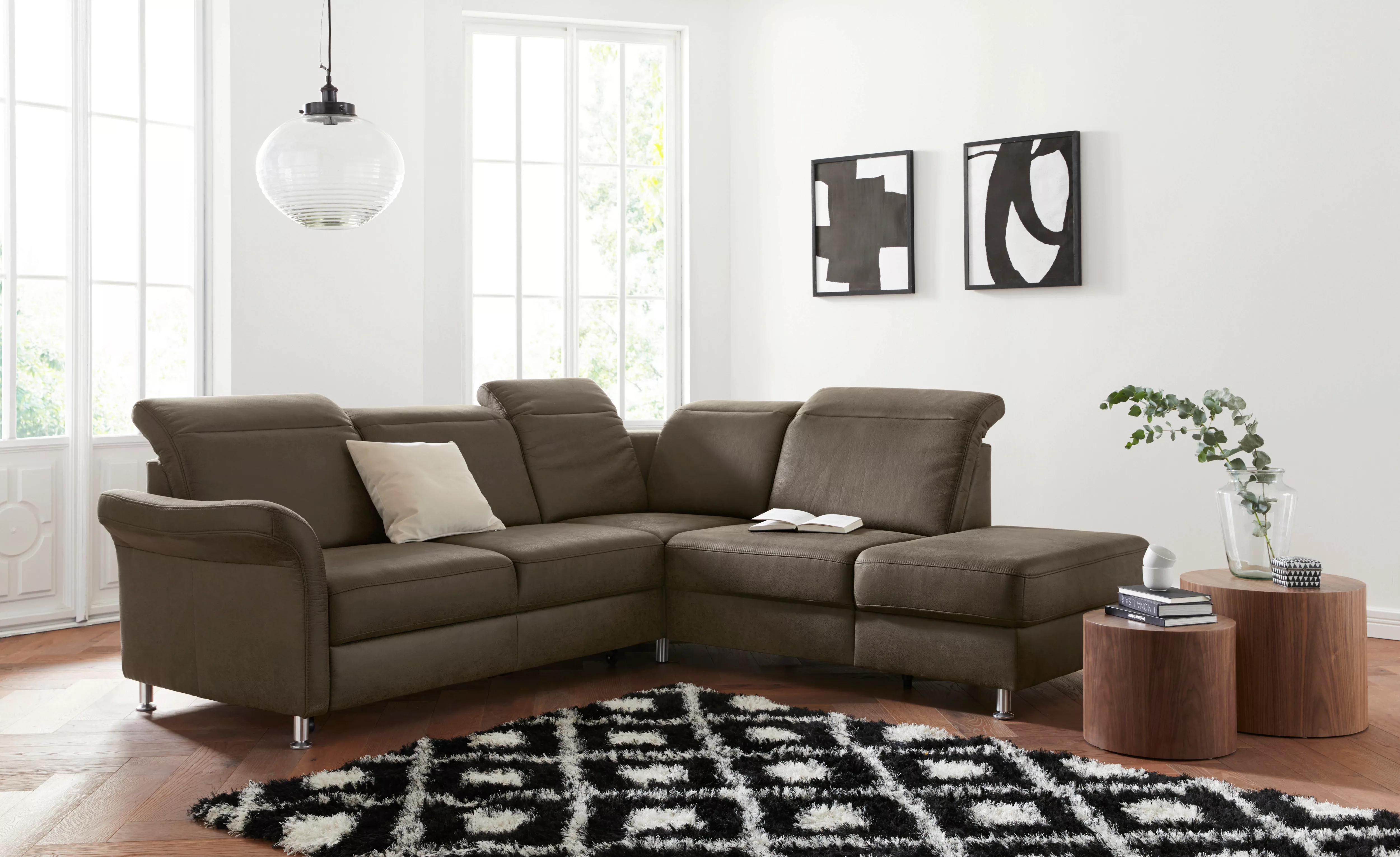 sit&more Ecksofa "Darwin L-Form", inklusive Federkern, wahlweise mit Kopfte günstig online kaufen
