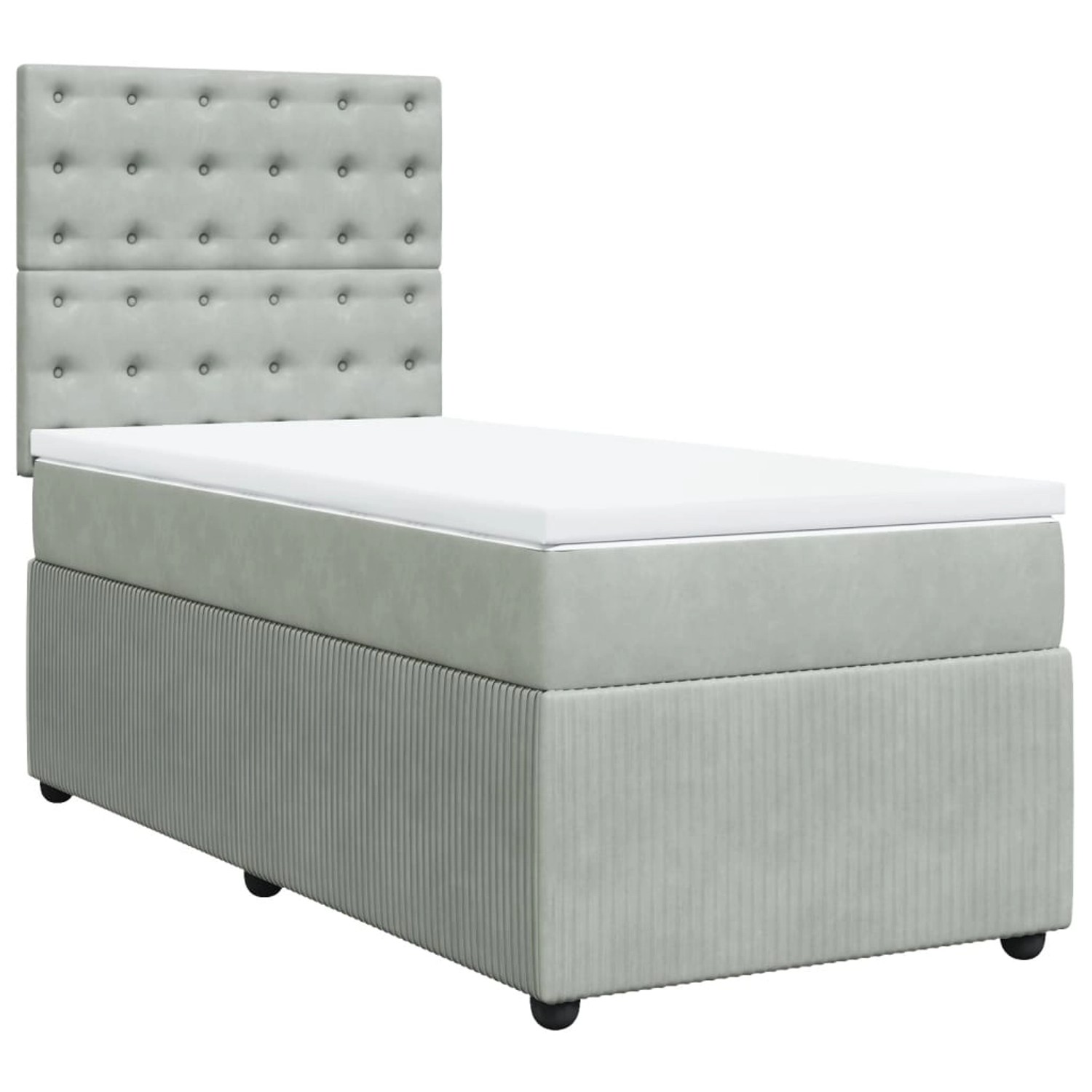 vidaXL Boxspringbett, Boxspringbett mit Matratze Hellgrau 90x190 cm Samt günstig online kaufen