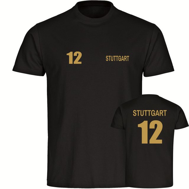 multifanshop T-Shirt Herren Stuttgart - Trikot Nummer 12 gold - Männer günstig online kaufen