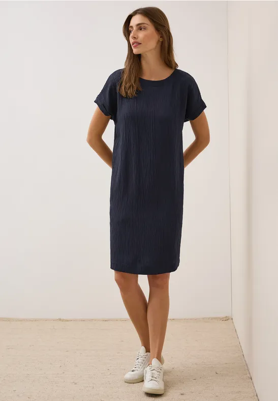 Seersucker Kleid in Unifarbe günstig online kaufen
