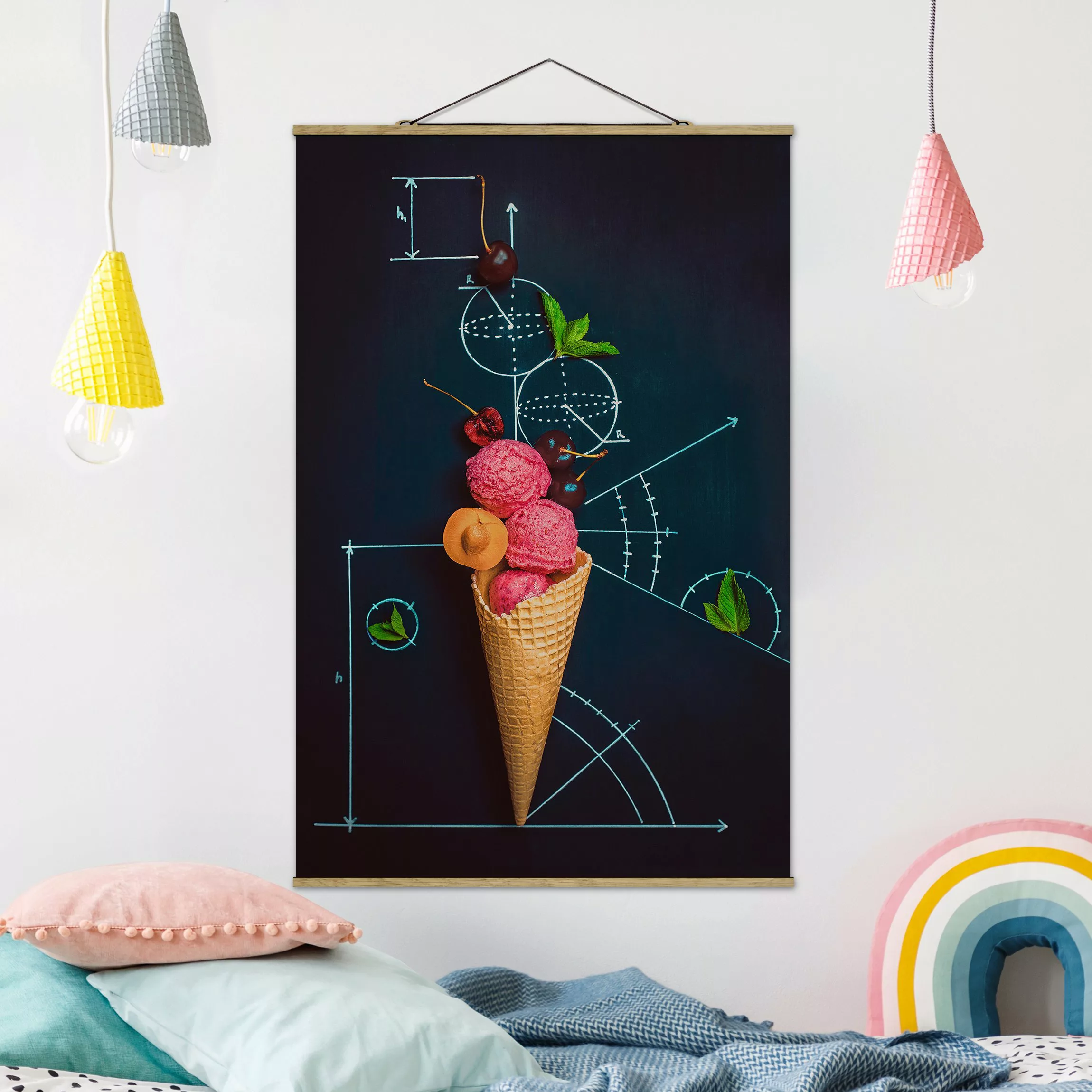 Stoffbild Küche mit Posterleisten - Hochformat Geometrie im Sommer günstig online kaufen