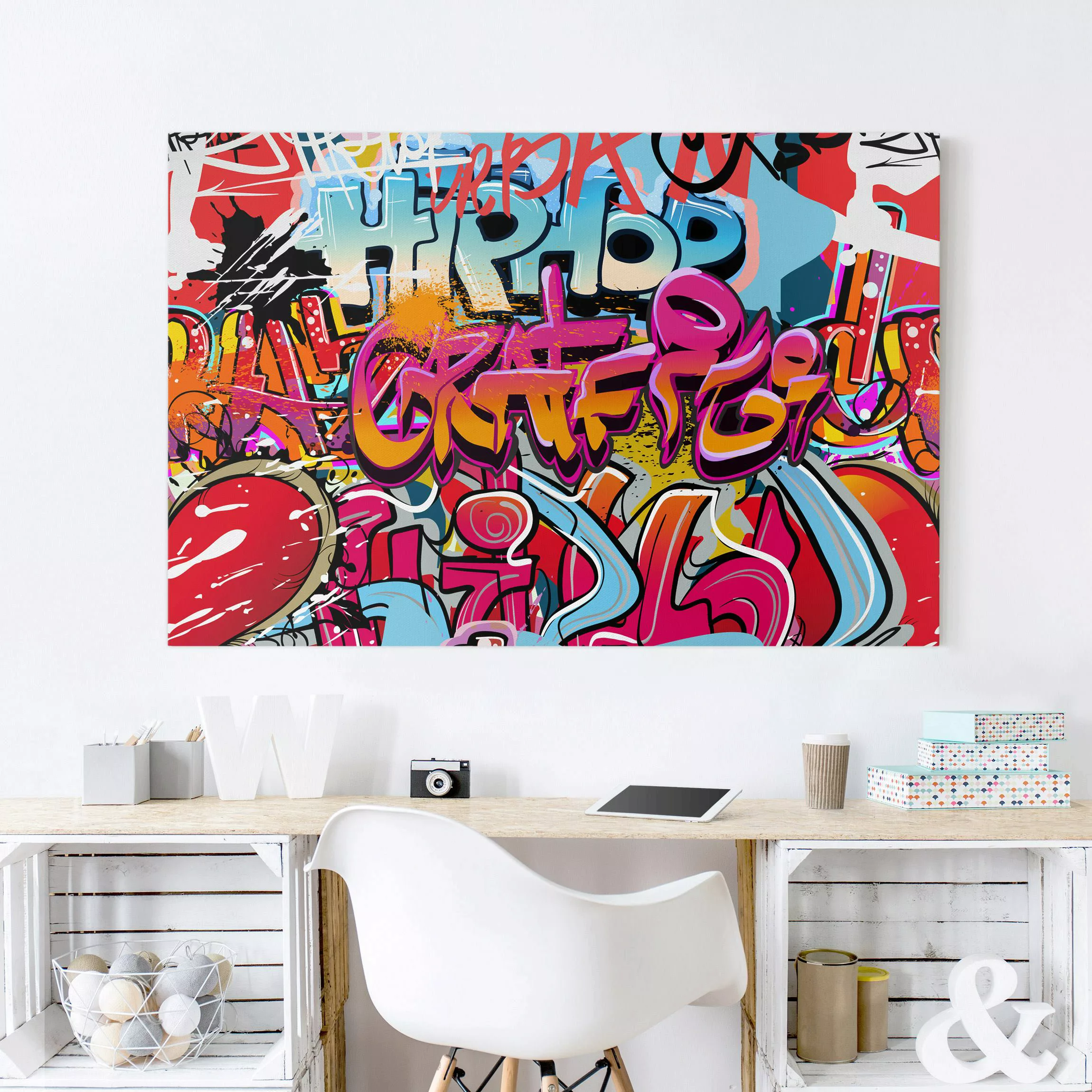 Leinwandbild Kinderzimmer - Querformat HipHop Graffiti günstig online kaufen