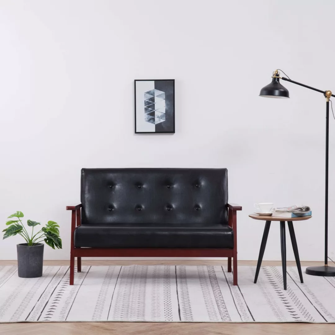 vidaXL Sofa 2-Sitzer-Sofa Schwarz Kunstleder Couch günstig online kaufen