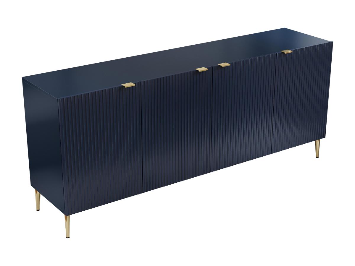 Sideboard mit 4 Türen - MDF & Stahl - Blau & Goldfarben - YESINIA günstig online kaufen