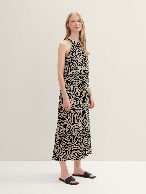 TOM TAILOR Sommerkleid Maxikleid mit Allover-Print mit Volants günstig online kaufen