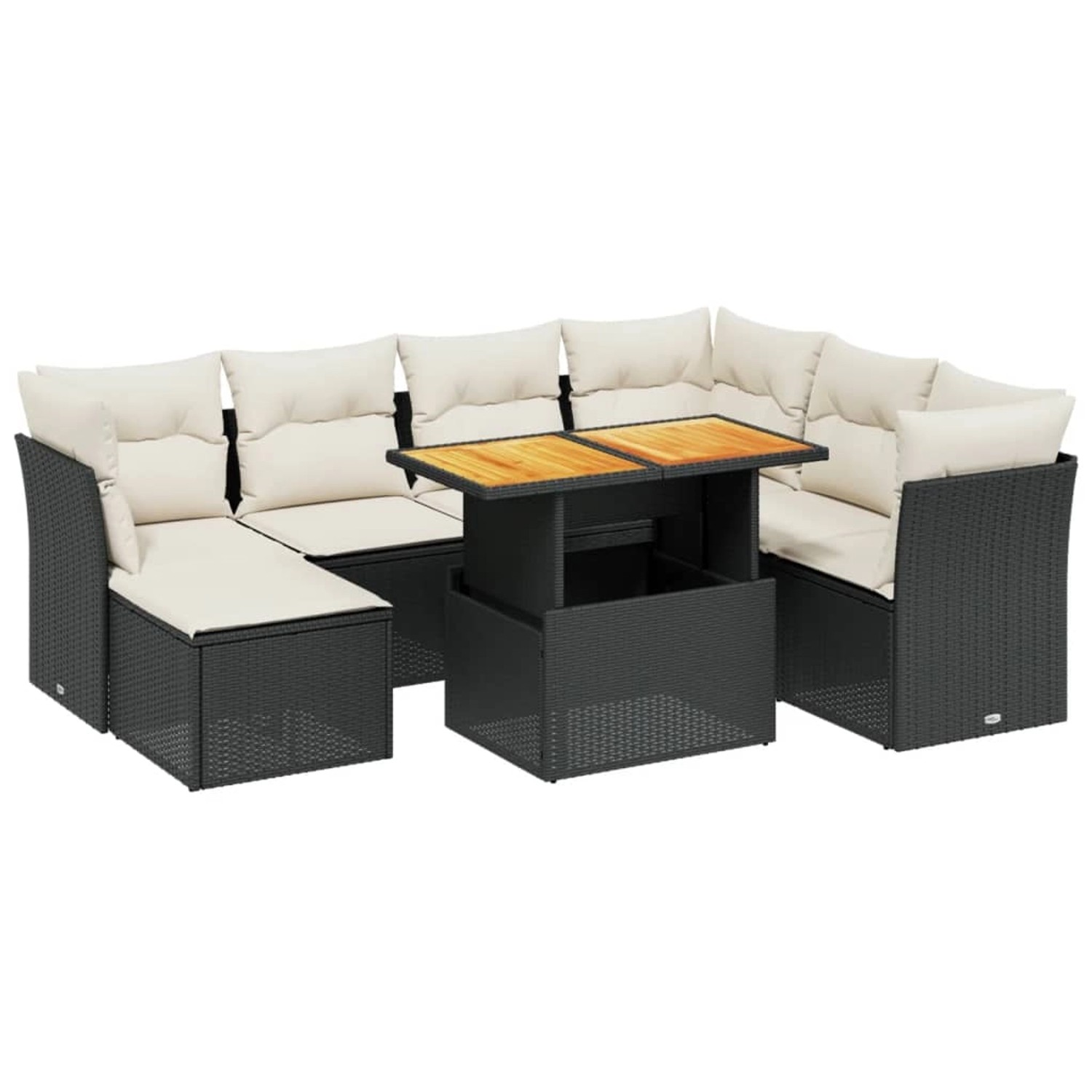 vidaXL 8-Tlg Garten-Sofagarnitur mit Kissen Schwarz Poly Rattan 3275492 günstig online kaufen