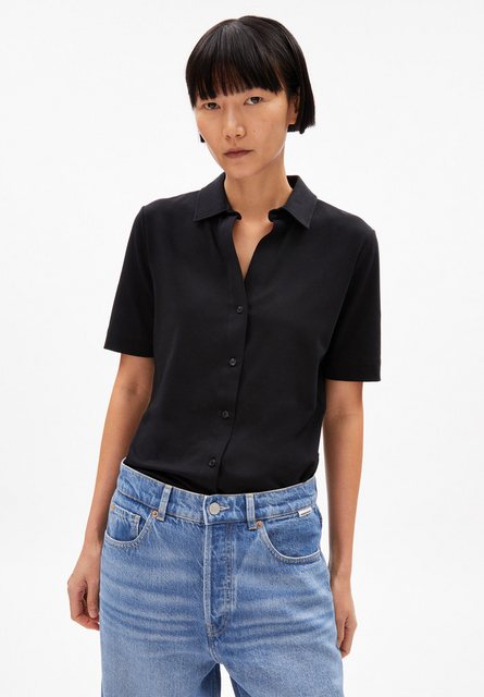 Armedangels Kurzarmbluse NALITAA Damen Bluse aus Bio-Baumwoll Mix Slim Fit günstig online kaufen