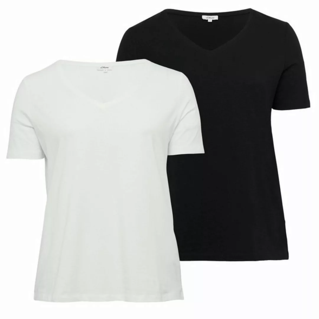 s.Oliver T-Shirt CURVE (2-tlg) V-Ausschnitt, kurzarm, Regular Fit günstig online kaufen