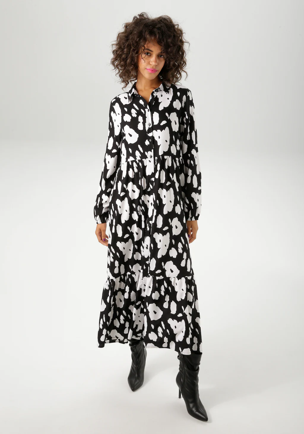 Aniston CASUAL Maxikleid, mit kontrastfarbigen Blumendruck - NEUE KOLLEKTIO günstig online kaufen