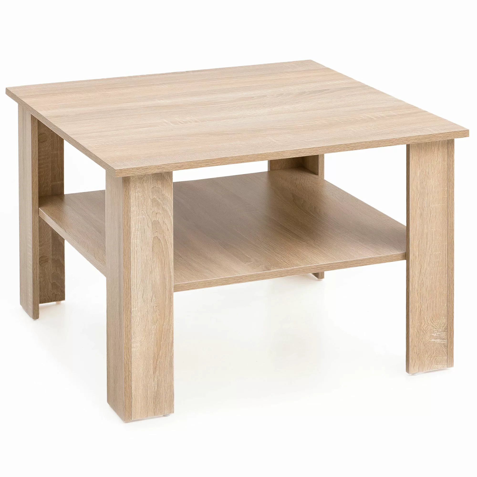 Couchtisch Sonoma Eiche 60x42x60 cm Design Holztisch mit Ablage | Wohnzimme günstig online kaufen