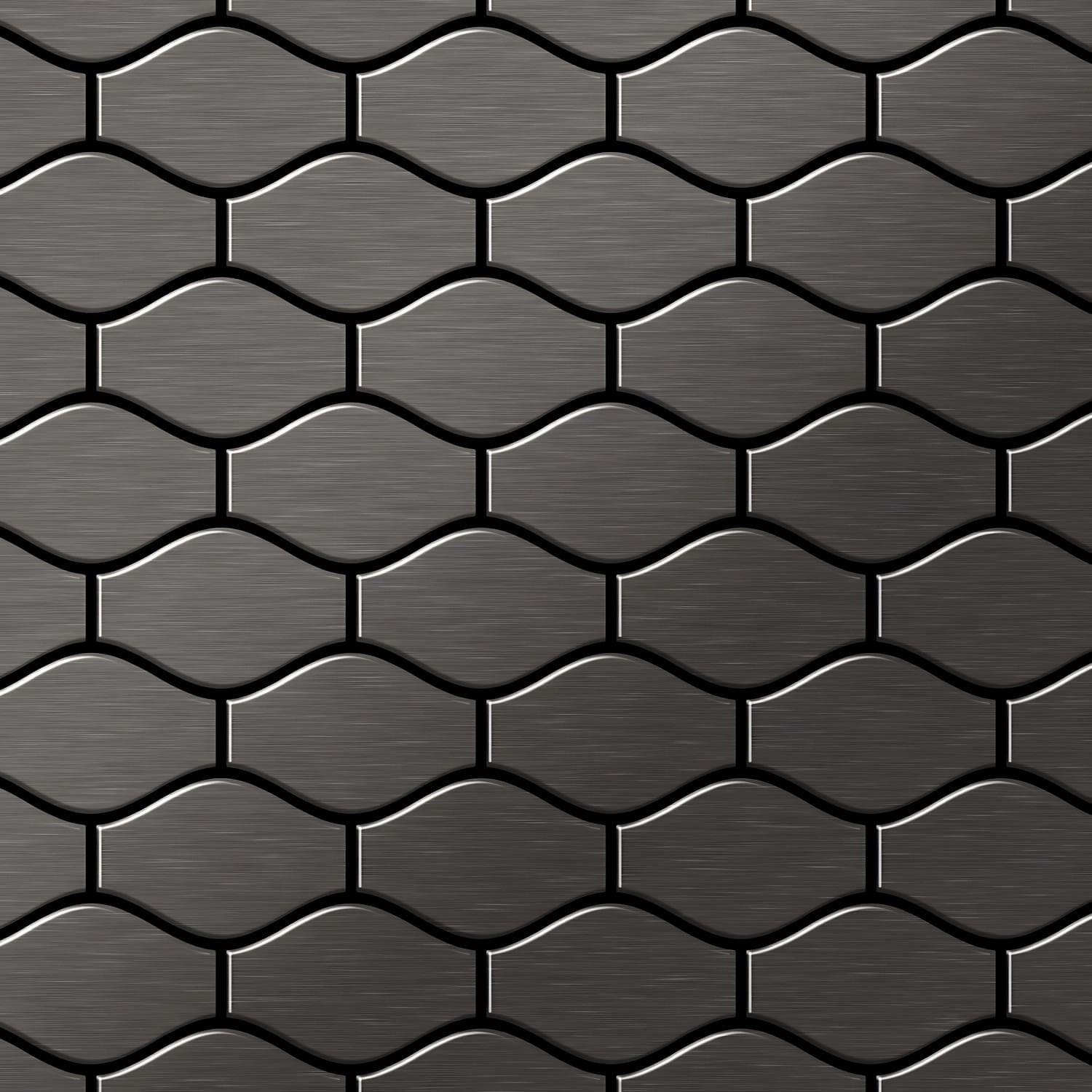 ALLOY Mosaik Fliese Massiv Metall Titan Gebürstet Dunkelgrau 1,6mm Stark Ka günstig online kaufen