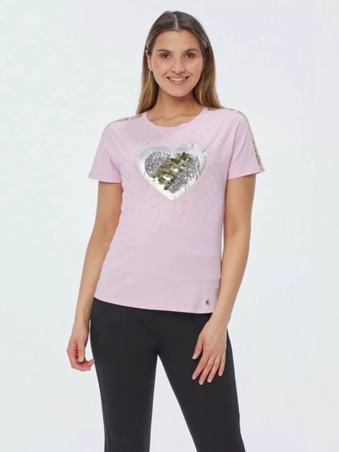 Christian Materne T-Shirt Kurzarmshirt koerpernah mit aufwendiger Glitzer- günstig online kaufen