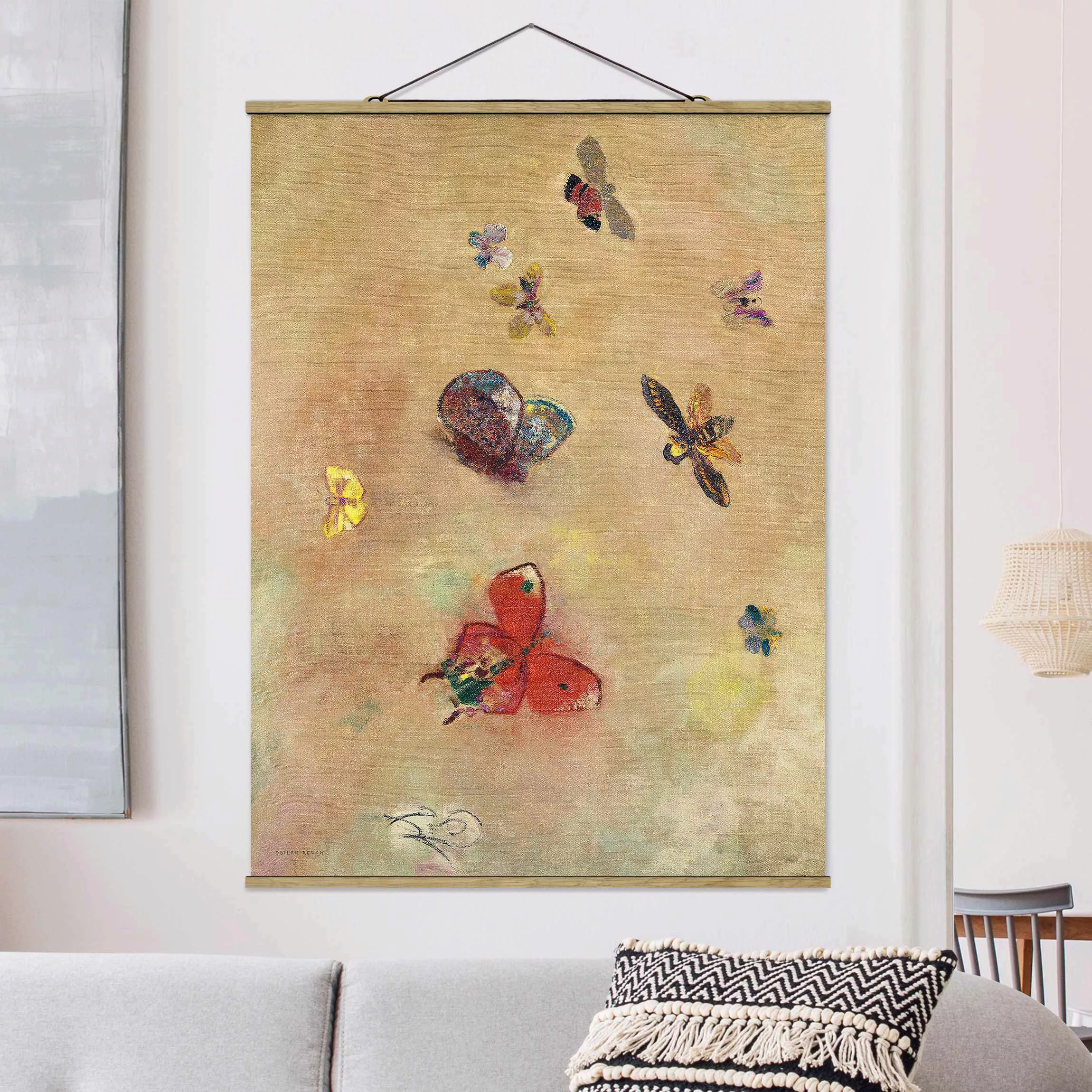 Stoffbild Tiere mit Posterleisten - Hochformat Odilon Redon - Bunte Schmett günstig online kaufen