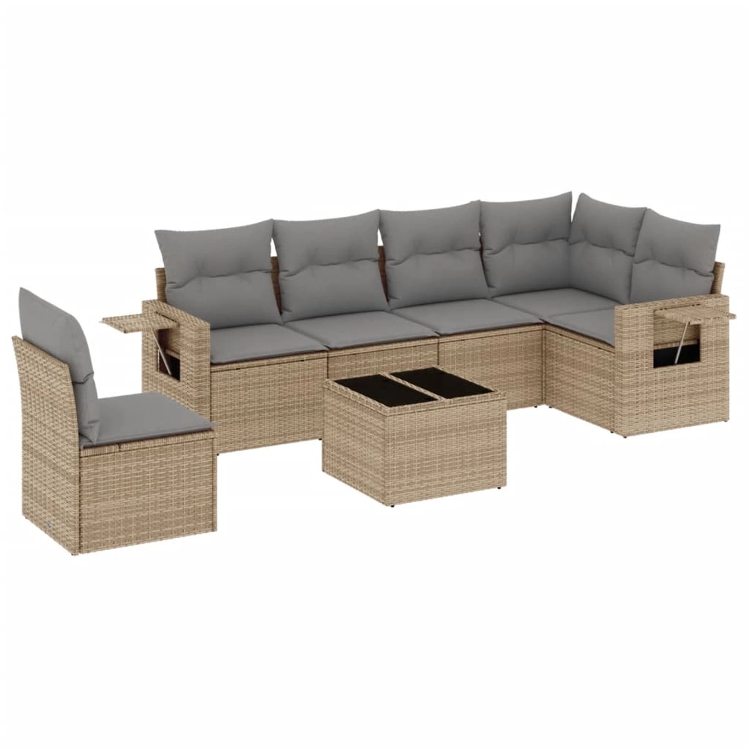 vidaXL 7-tlg Garten-Sofagarnitur mit Kissen Beige Poly Rattan Modell 270 günstig online kaufen