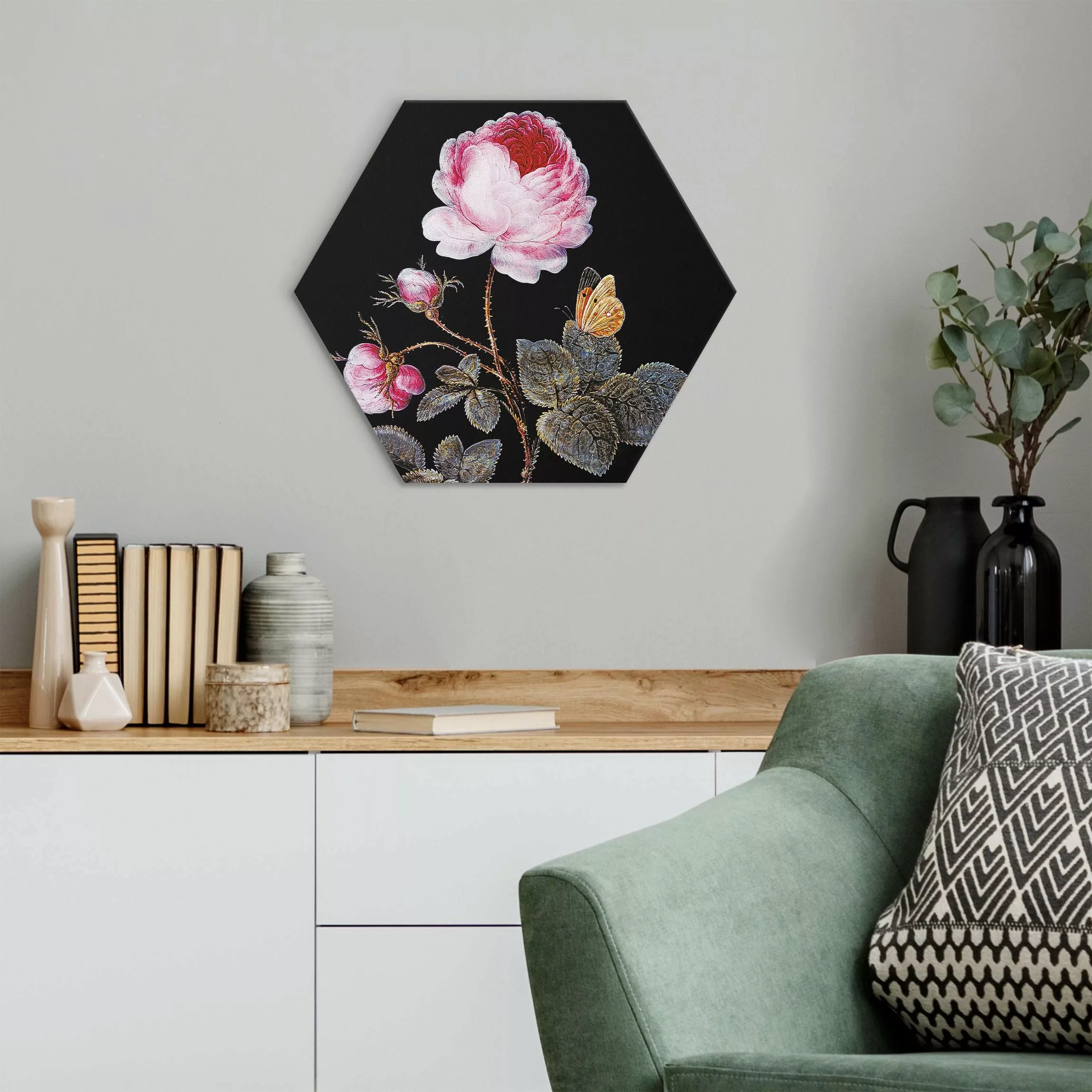 Hexagon-Alu-Dibond Bild Barbara Regina Dietzsch - Die hundertblättrige Rose günstig online kaufen