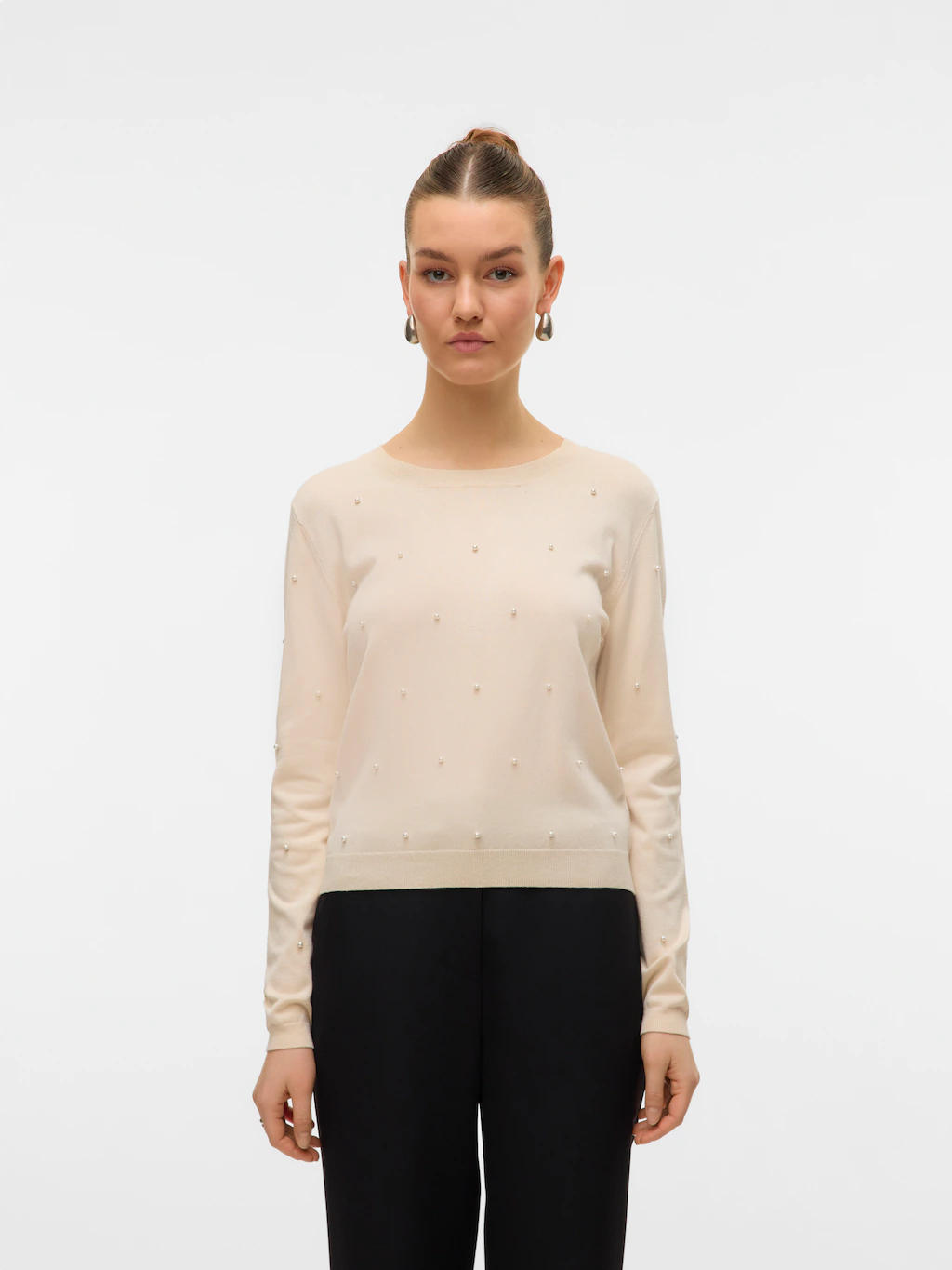 Vero Moda Rundhalspullover "VMGLORY PEARL LS O-NECK PULLOVER BOO" günstig online kaufen