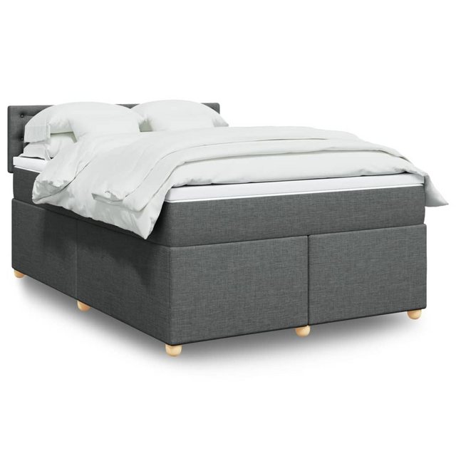 vidaXL Boxspringbett, Boxspringbett mit Matratze Dunkelgrau 140x190 cm Stof günstig online kaufen