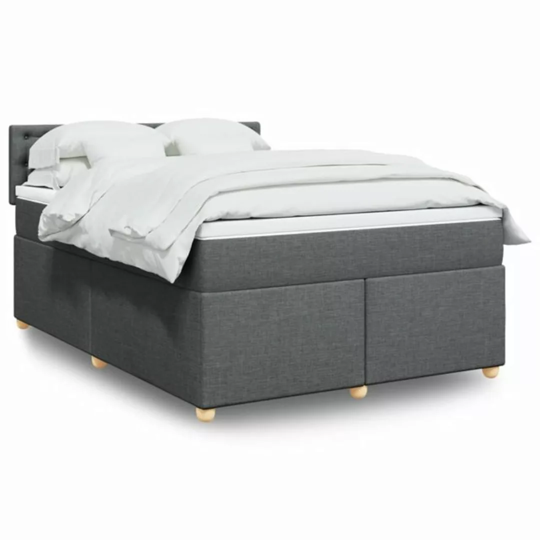 vidaXL Boxspringbett, Boxspringbett mit Matratze Dunkelgrau 160x200 cm Stof günstig online kaufen