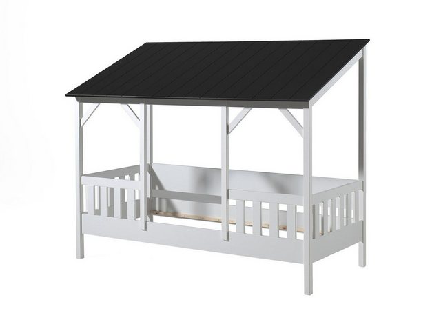 Natur24 Kinderbett Bett 214,2 x 174 x 105,3 cm MDF Massivholz Weiß Schwarz günstig online kaufen