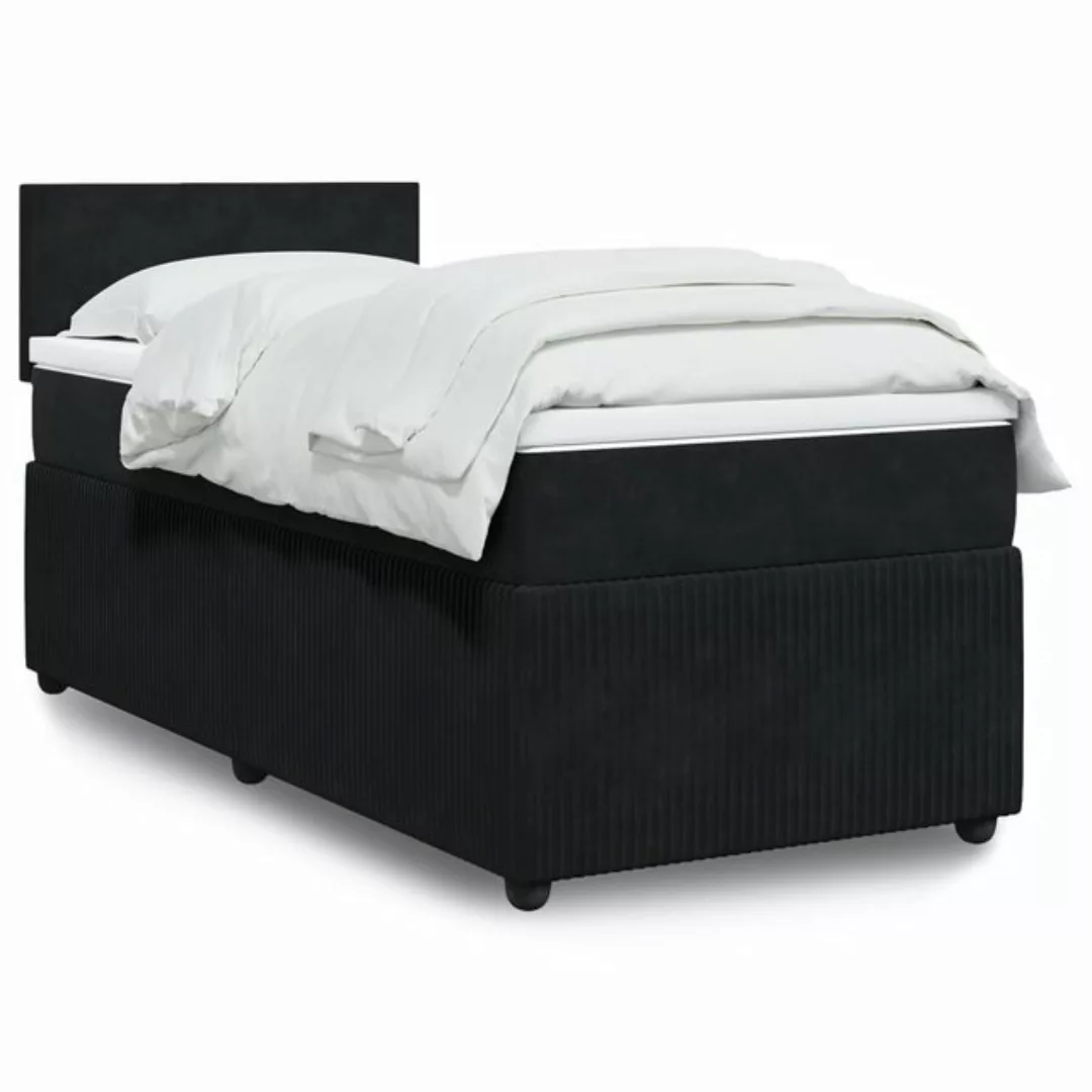 vidaXL Boxspringbett, Boxspringbett mit Matratze Schwarz 90x190 cm Samt günstig online kaufen