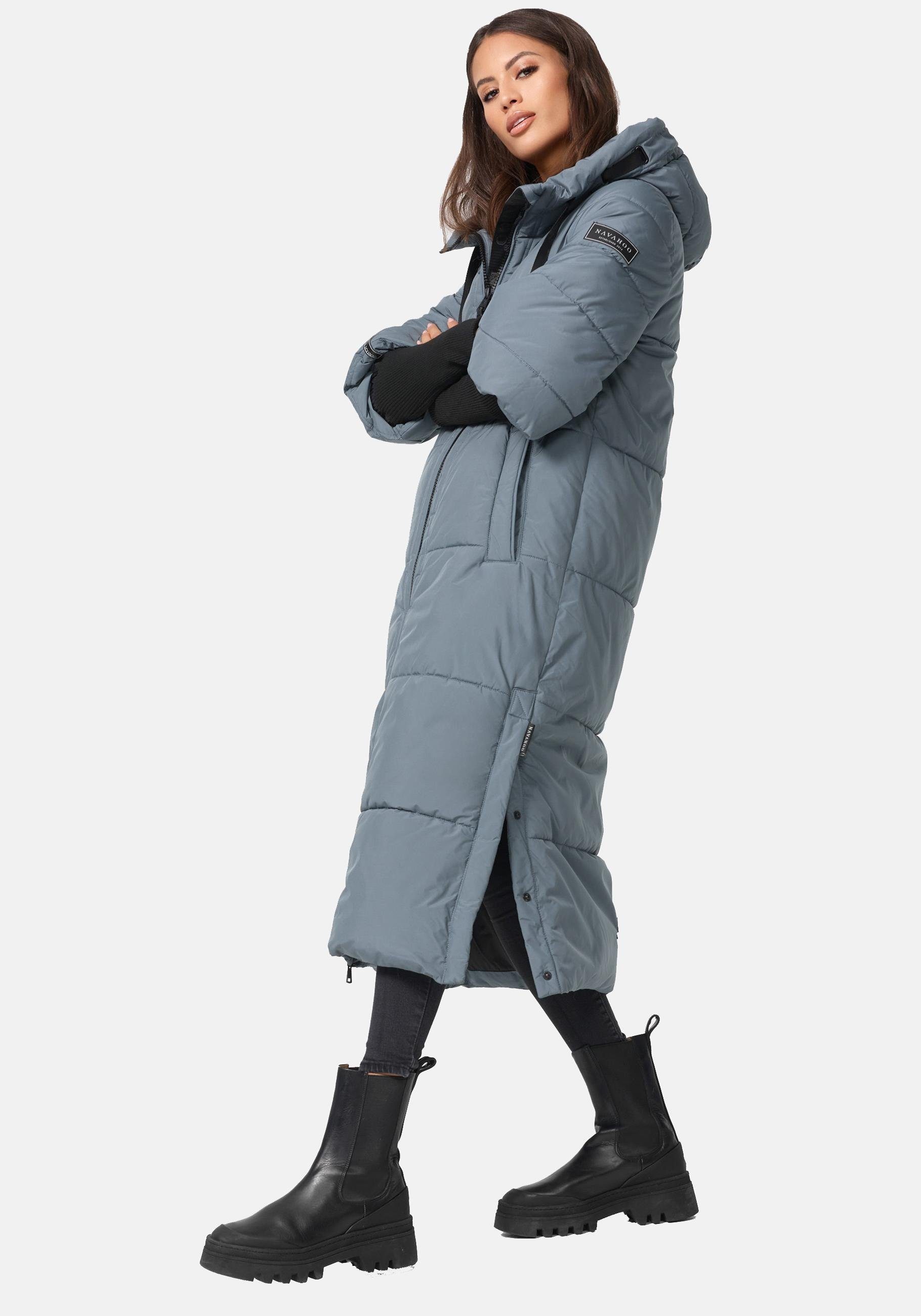 Navahoo Steppmantel "Ciao Miau XIV", Langer Wintermantel mit Rippstrickärme günstig online kaufen