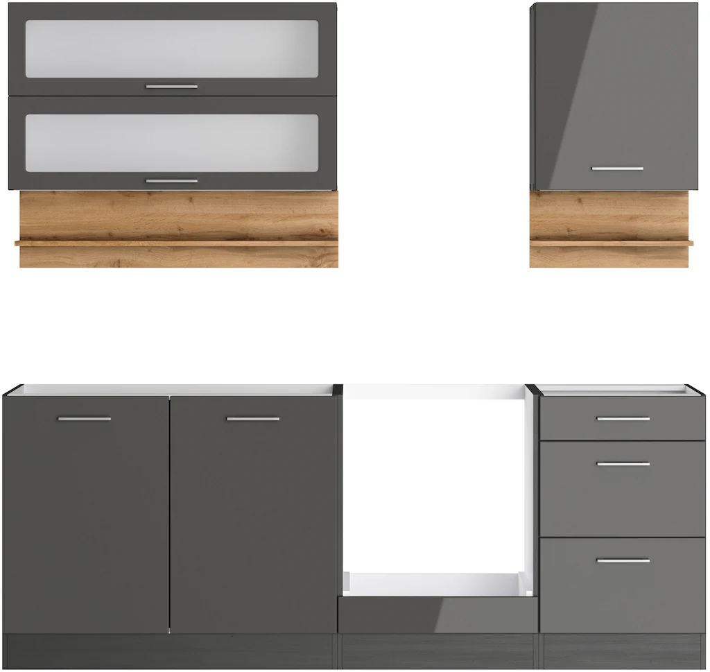 KOCHSTATION Küchenzeile "KS-Milan", 210 cm breit, robuste Metallauszüge, vi günstig online kaufen