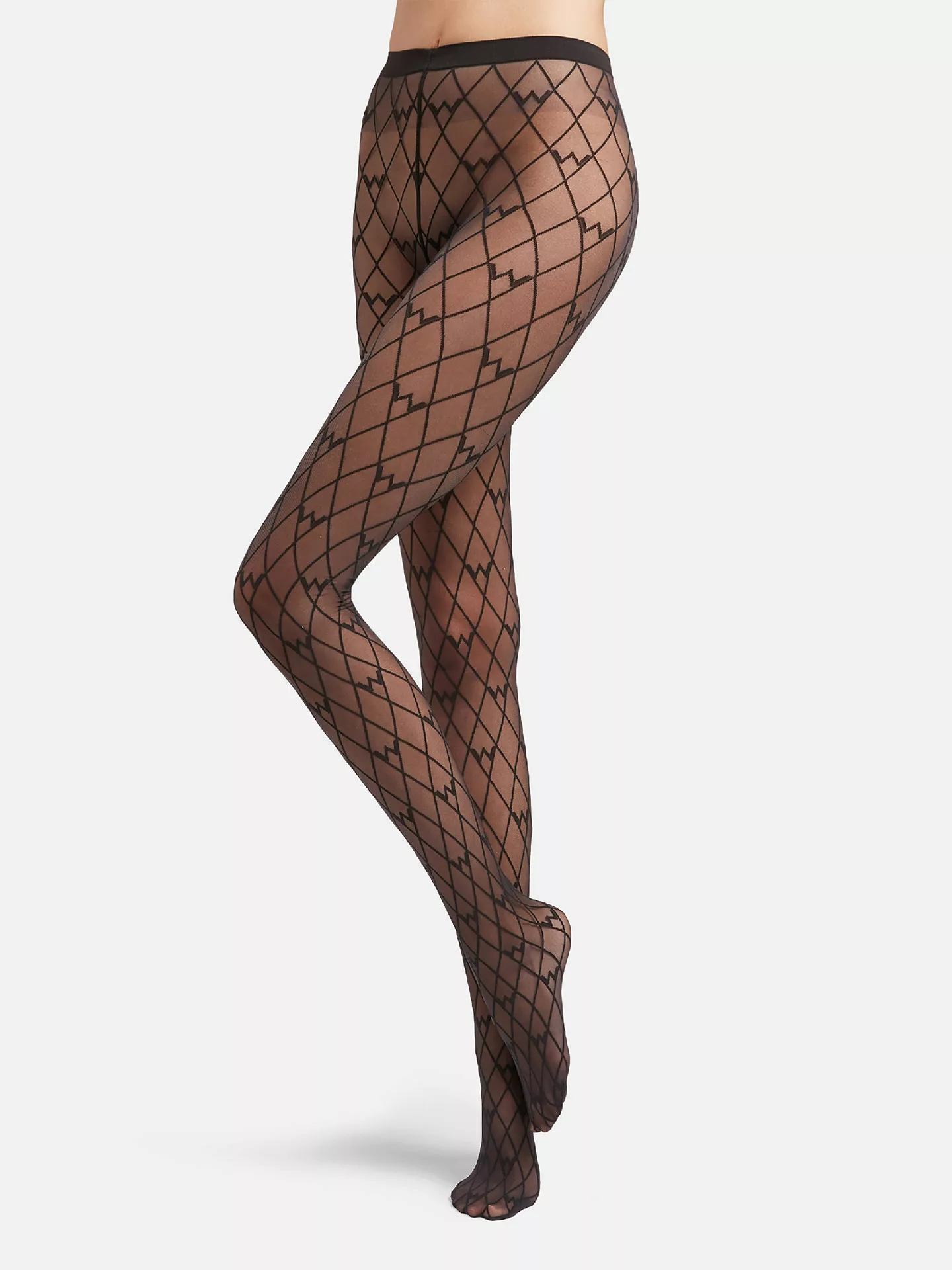 Wolford - W-Pattern Tights, Frau, black/black, Größe: M günstig online kaufen