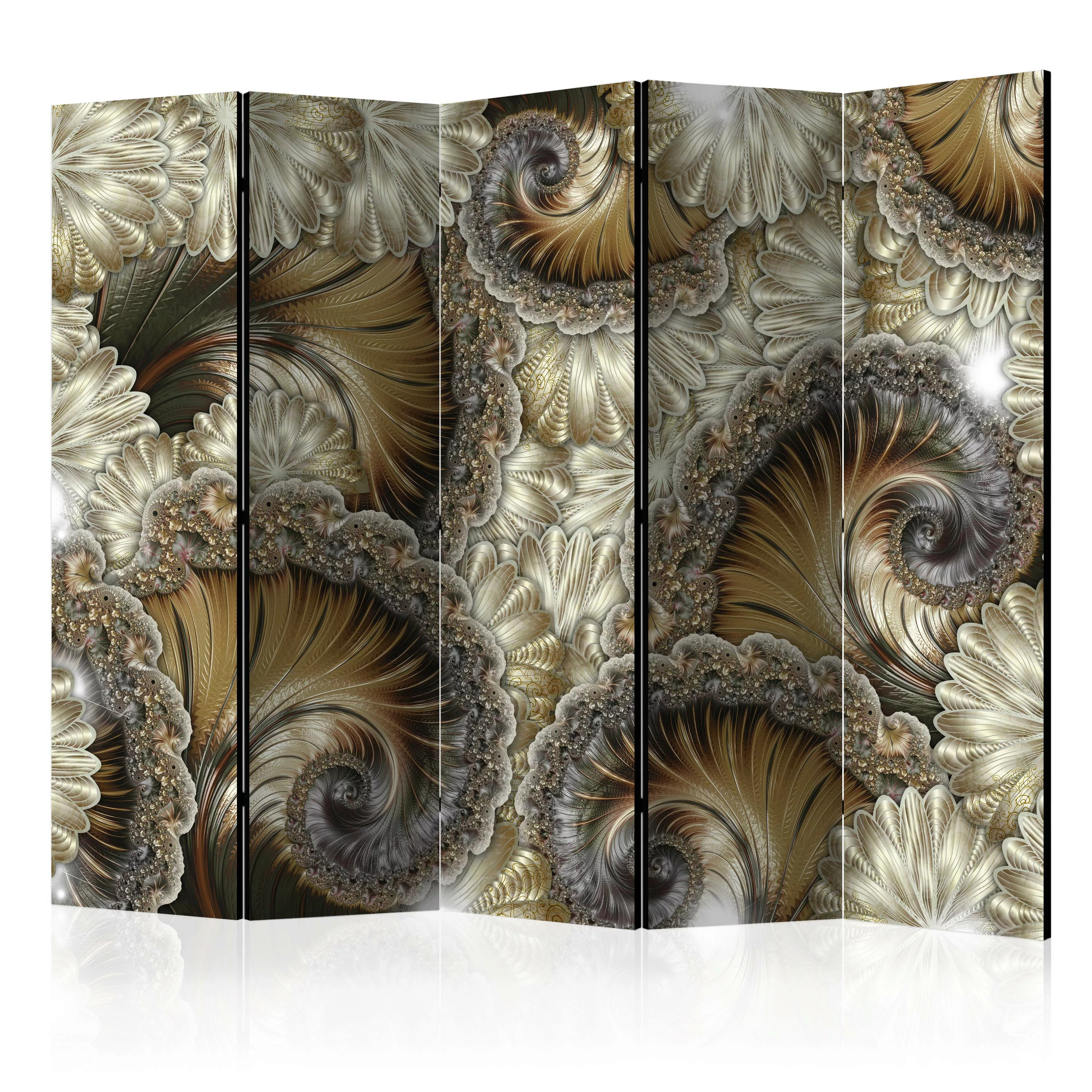 5-teiliges Paravent - Golden Hand-held Fans Ii [room Dividers] günstig online kaufen