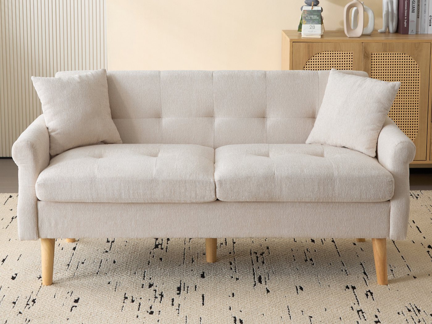 KLAM HOME Sofa Modernes Design Polstersofa mit dicken Kissen Holzbeinen und günstig online kaufen