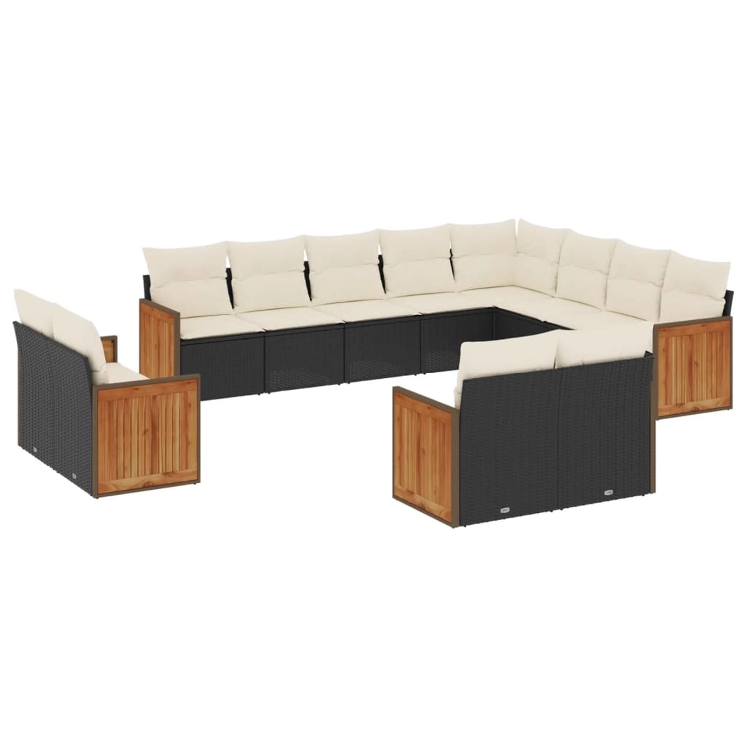 vidaXL 12-Tlg Garten-Sofagarnitur mit Kissen Schwarz Poly Rattan 3260593 günstig online kaufen