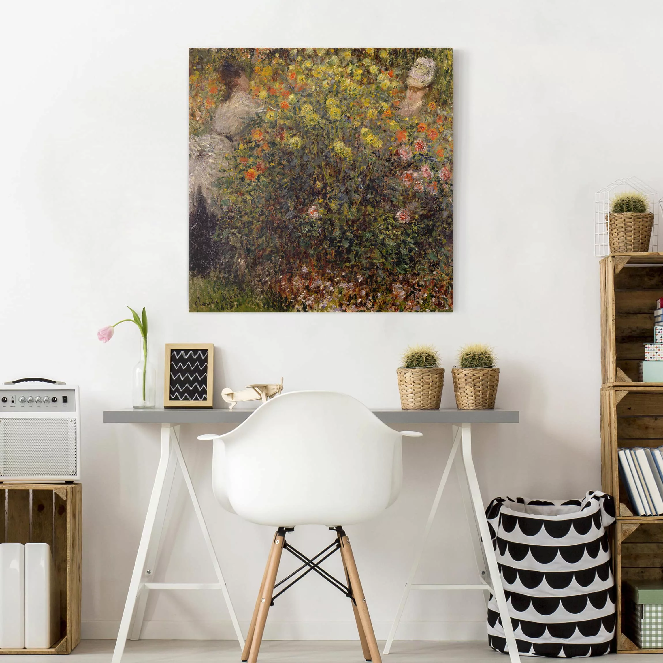 Leinwandbild Kunstdruck - Quadrat Claude Monet - Blumengarten günstig online kaufen