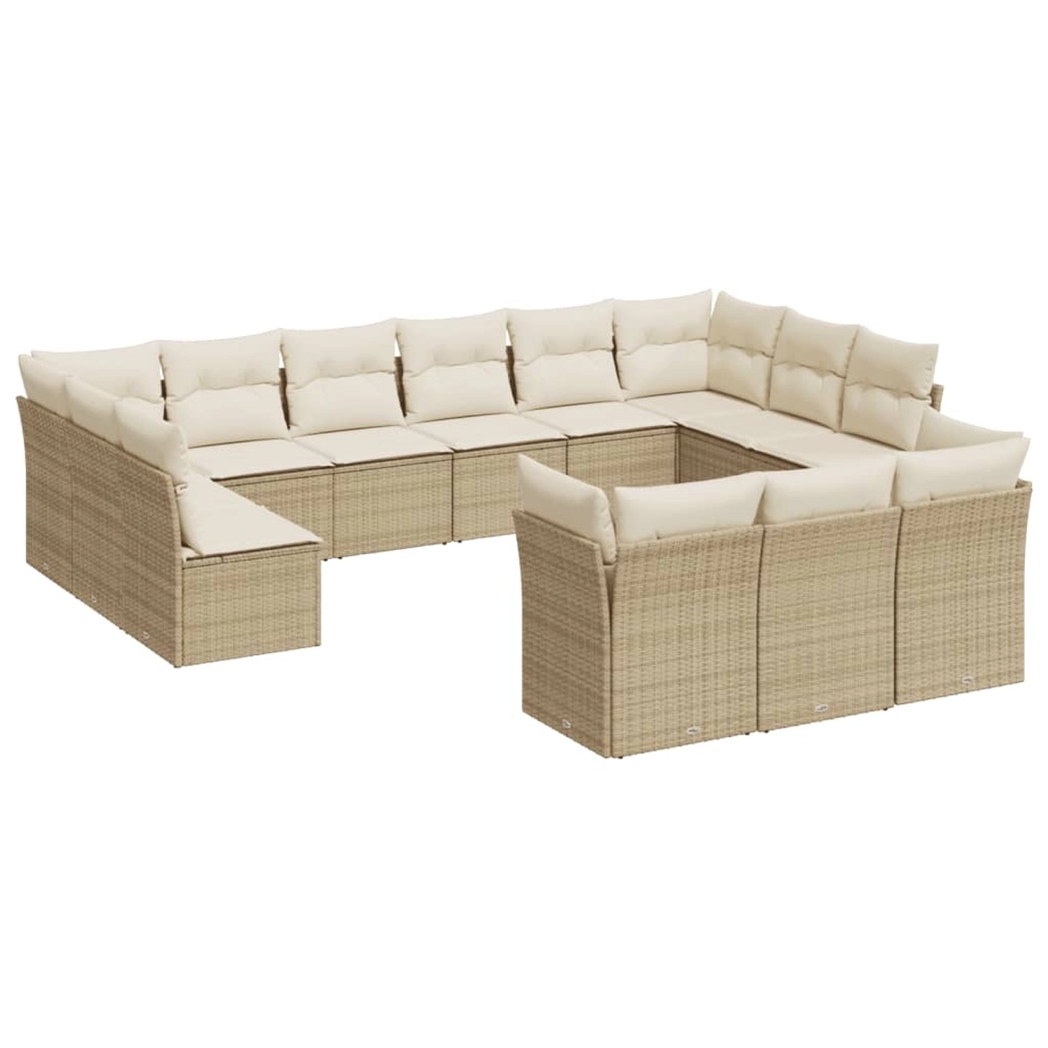 vidaXL 13-tlg Garten-Sofagarnitur mit Kissen Beige Poly Rattan Modell 21 günstig online kaufen