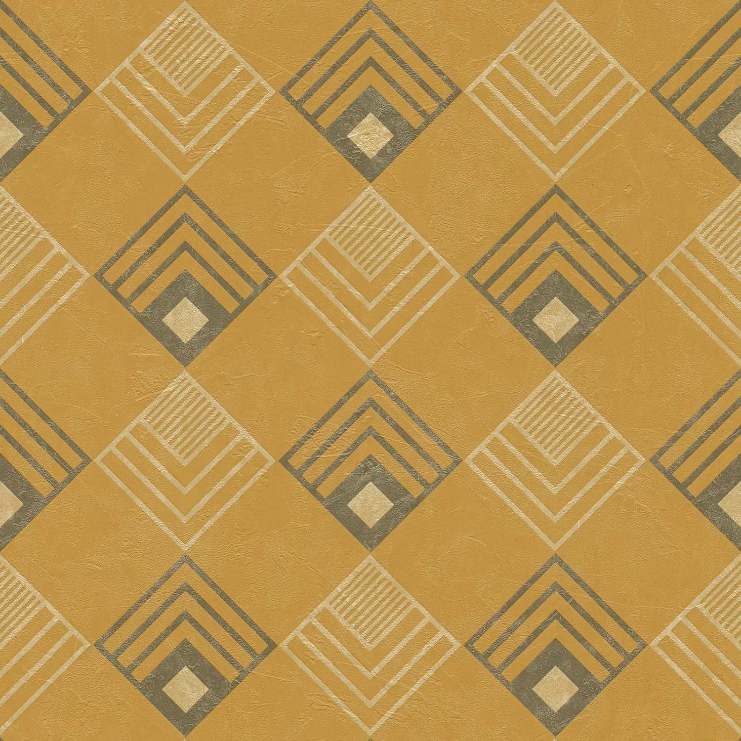 Bricoflor Senf Gelbe Tapete Geometrisch Kachel Vliestapete im Art Deco Stil günstig online kaufen