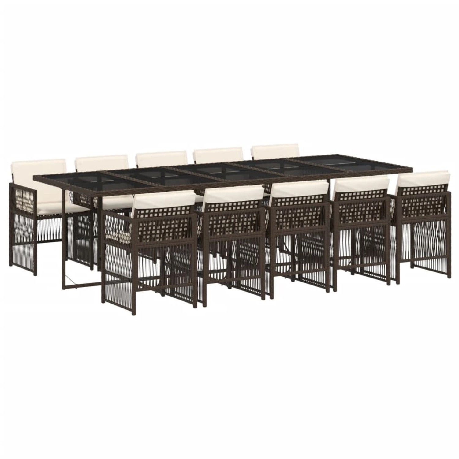 vidaXL 11-Tlg Garten-Essgruppe mit Kissen Braun Poly Rattan 3210933 günstig online kaufen
