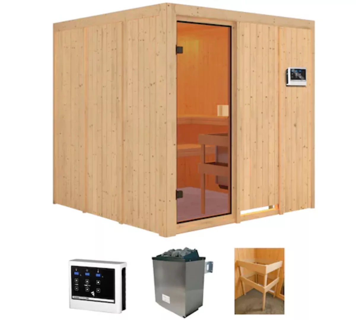 welltime Sauna »Mars«, (Set), 9 kW-Ofen mit ext. Steuerung günstig online kaufen