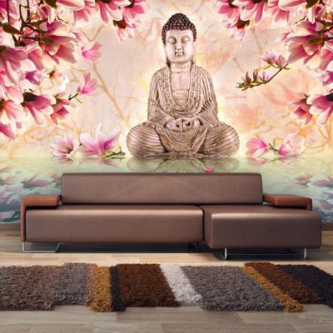 artgeist Fototapete Buddha und Magnolia mehrfarbig Gr. 450 x 270 günstig online kaufen