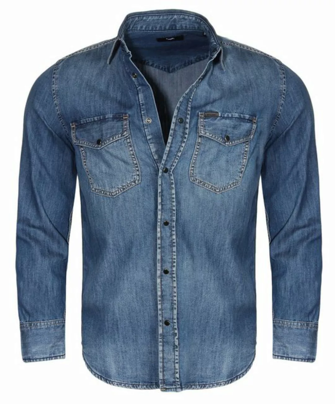 Diesel Jeanshemd Herren Jeans Hemd Kentkragen, Denim, 100% Baumwolle günstig online kaufen