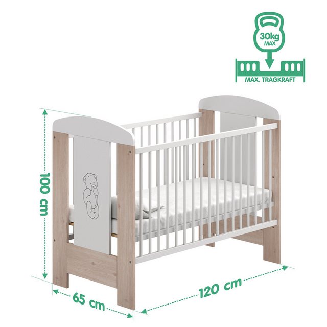 LCP Kids Kinderbett 120x60 cm Bär Creme mit Matratze ohne Bettkasten (Kinde günstig online kaufen