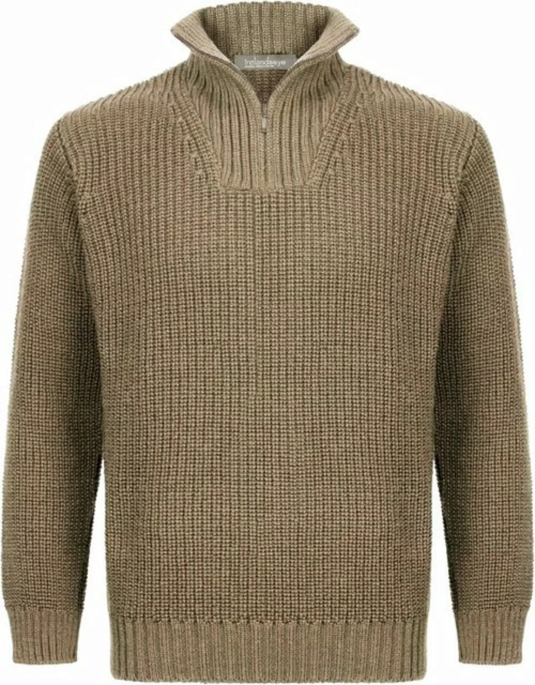 Irelandseye Wollpullover Reefer Ribbed Zip Neck Sweater Men günstig online kaufen